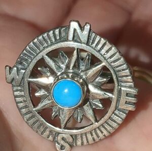 Silver 925 Turquoise Vintage Compass Ring True Path